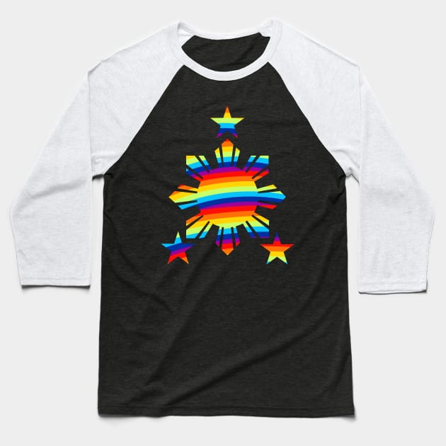 Philippines Flag Rainbow 3 Star and Sun Filipino Flag Baseball T-Shirt by Filipino